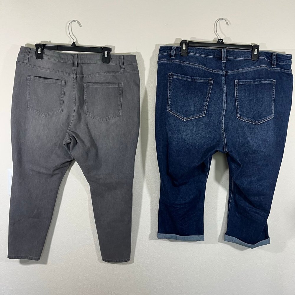 NWOT Lane Bryant Bundle of 2 Jeans Size 18 Light Black Skinny Jeans Cropped Jean - Picture 3 of 15